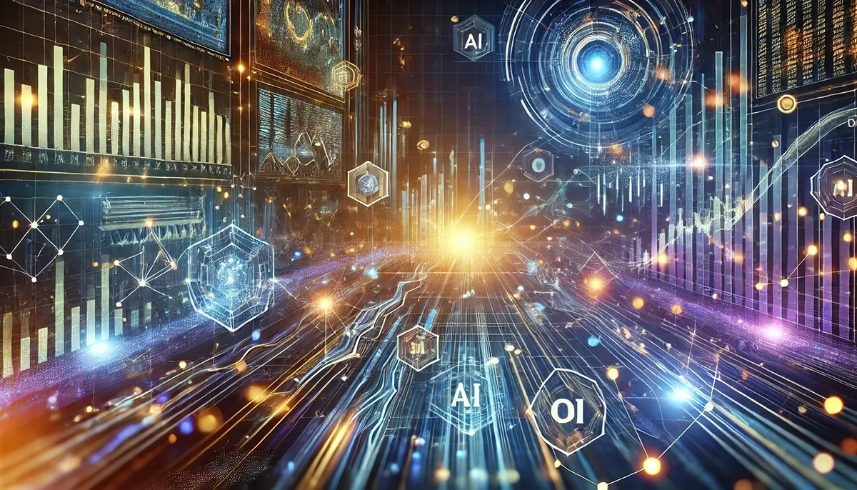 The image features a futuristic, conceptual representation of AI-driven trading automation with clean geometric patterns and subtle digital trading signals. The design is sleek, with a simplified aesthetic focusing on the efficiency and precision of algorithmic execution. Floating financial data streams and smooth gradient transitions create a modern and professional atmosphere. The color palette consists of soft blues, grays, and metallic accents, evoking a sense of innovation and streamlined automation in trading.