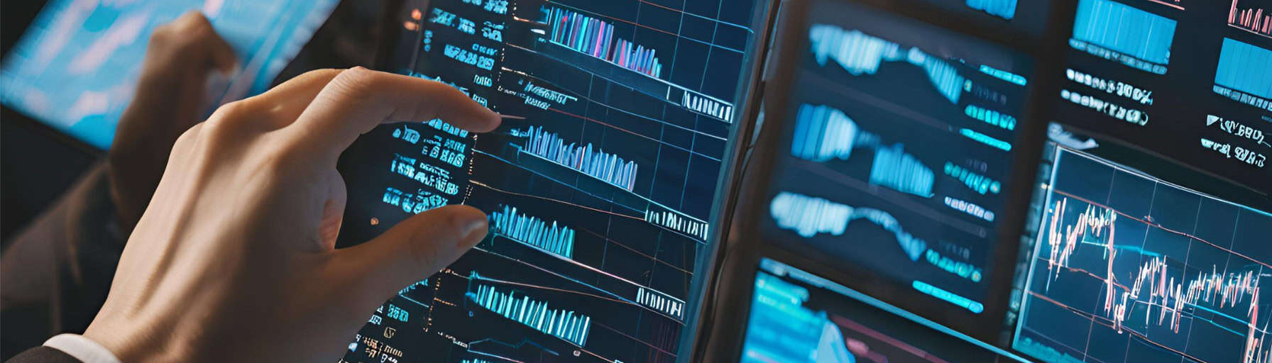 Hand zooming in on options trading graph