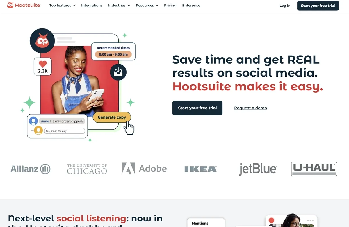 Hootsuite Insights Homepage Screenshot